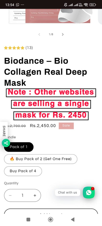 Biodance Collagen Real Deep Korean Face Mask